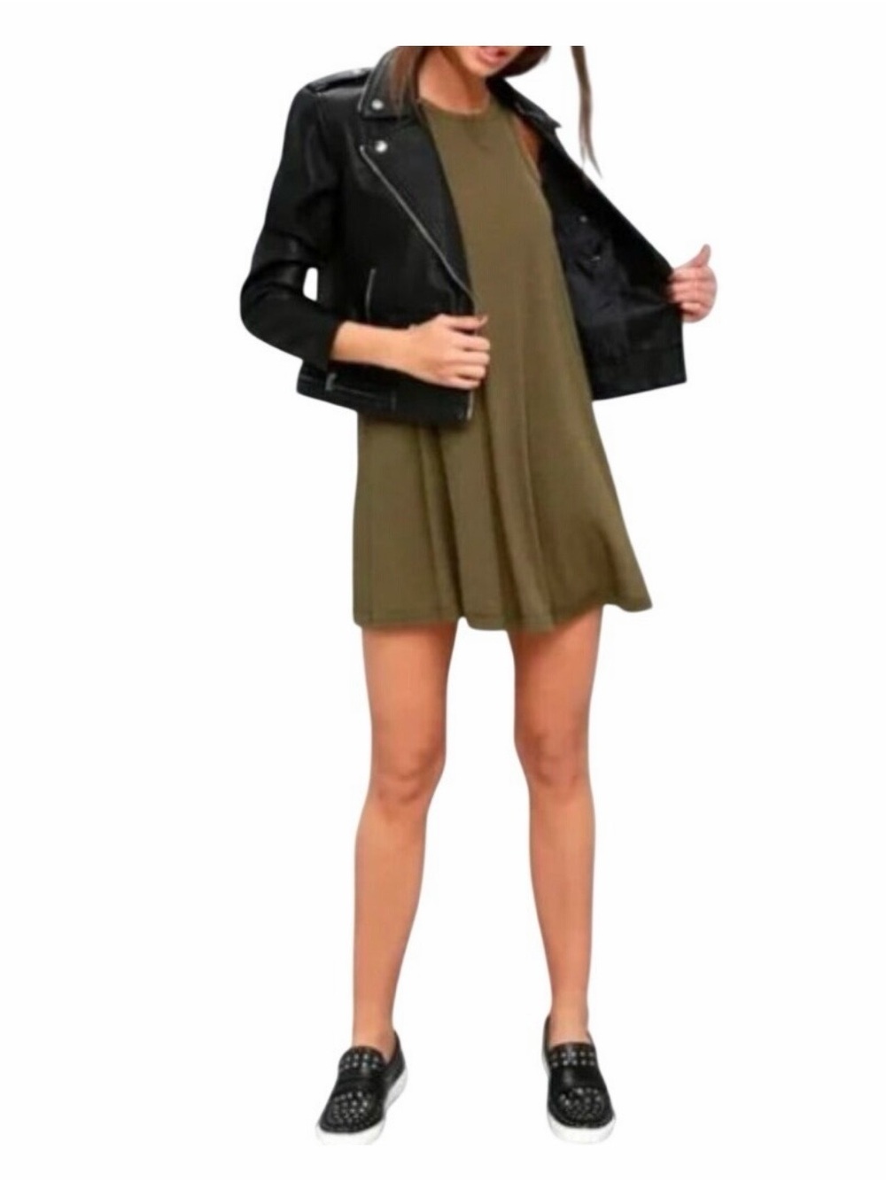 FREE PEOPLE BEACH Small LA
Nite Olive Green Ribbed Knit Swing
Tank Dress MED